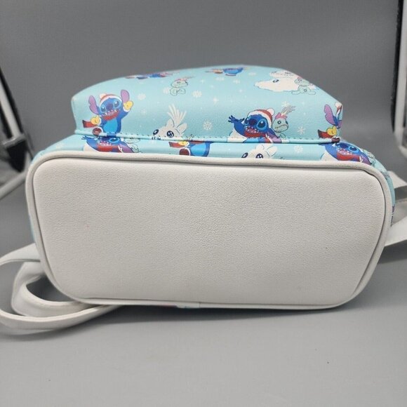 LOUNGEFLY DISNEY STITCH SCRUMP SNOWMAN MINI BACKPACK Blue Bag - Picture 7 of 12